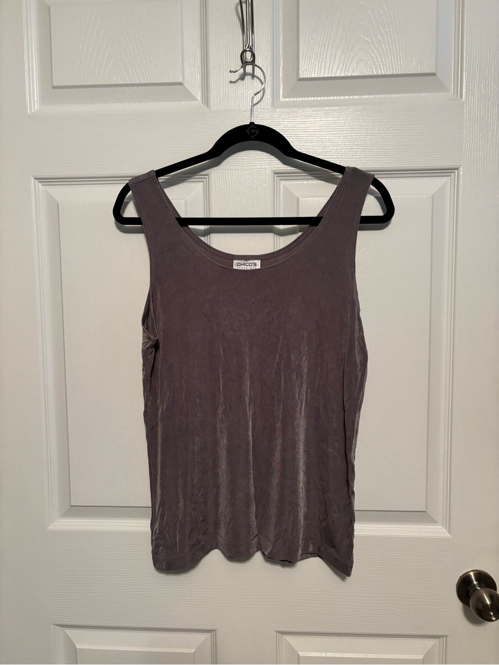 Chico's Sleeveless Scoop-Neck Traveler Tank Gray PTP 21-24”
